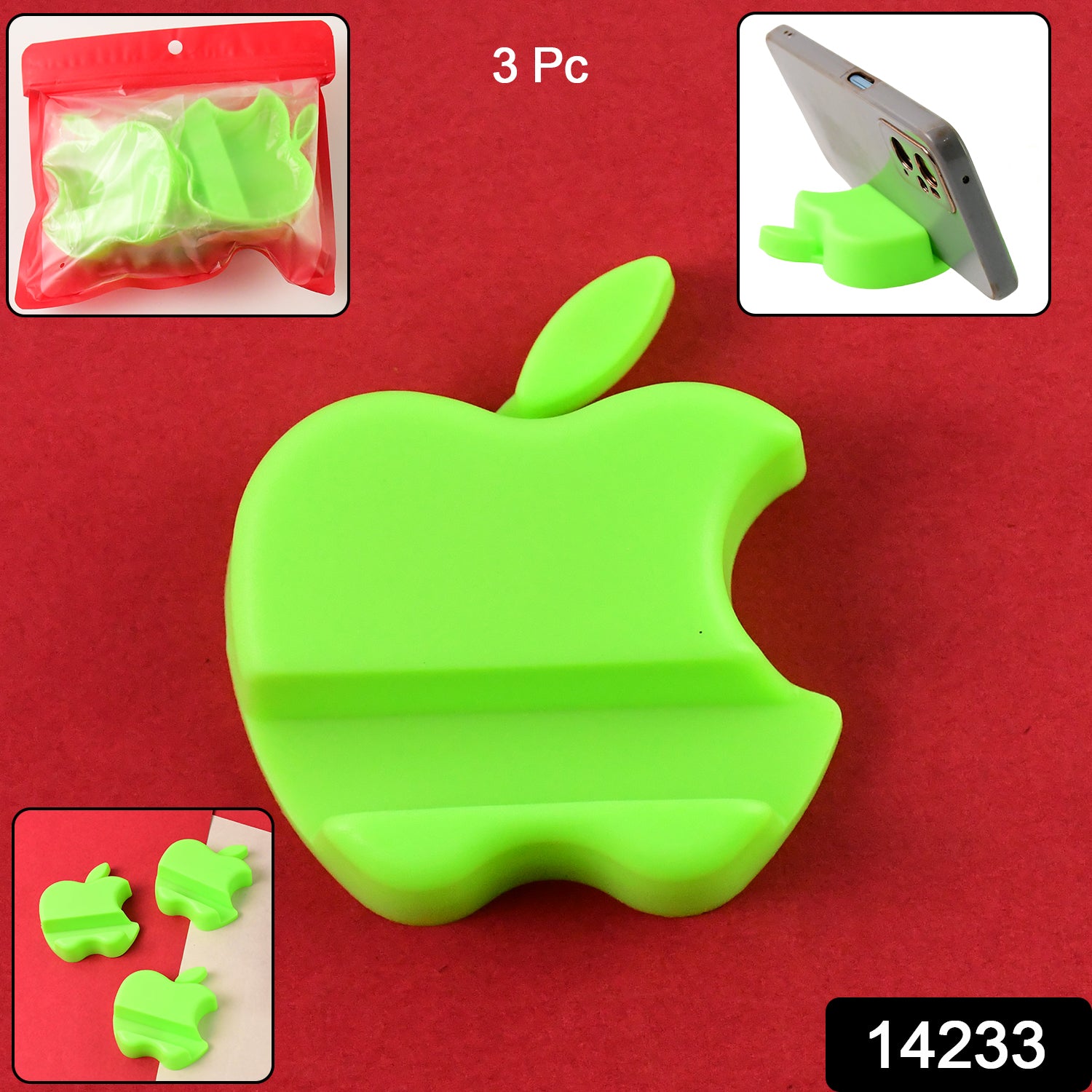 Apple-shaped Plastic Mobile Phone Holder (3 Pc  Mix Color) Apple-shaped Plastic Mobile Phone Holder (3 Pc  Mix Color)